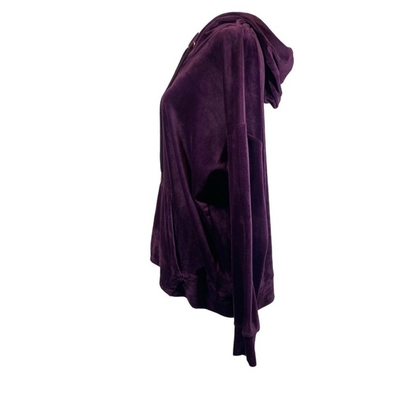 Green Tea Hoodie sz Large Comfy Mediumweight Velour Wine/Purple Long Sleeve Warm - Picture 8 of 10